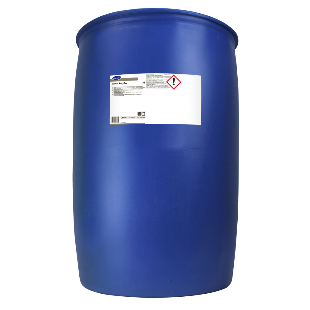 Suma PolyDry A9 200L - Konzentrierter neutraler Klarspüler für Mehrweg-Kunststoffgeschirr