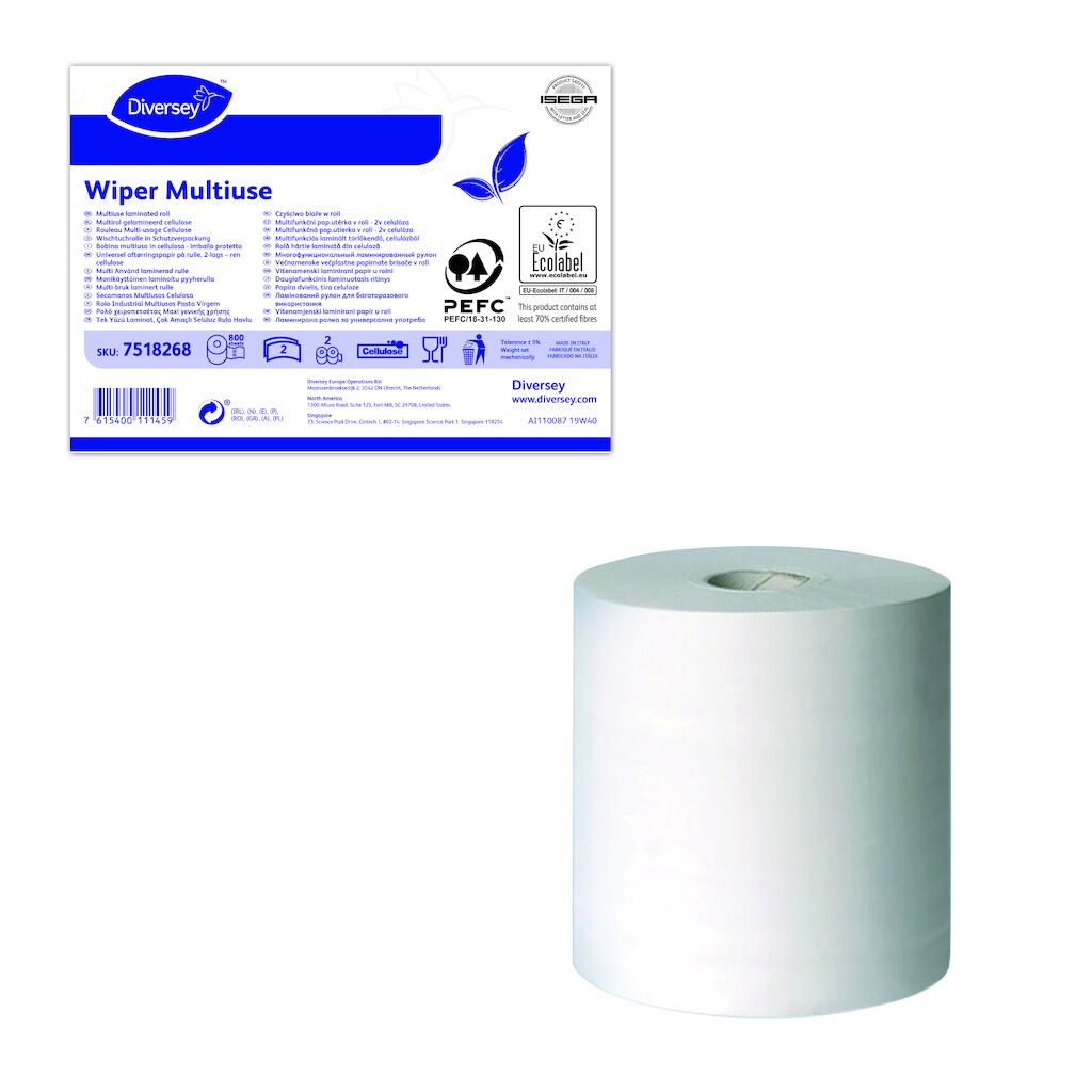 Wiper Multiuse 2x - 176 m / H 26 cm / Ø 26 cm - Bianco /-a - Bobina multiusoConforme ai requisiti dei CAM 2021 in ambito civile e sanitario.