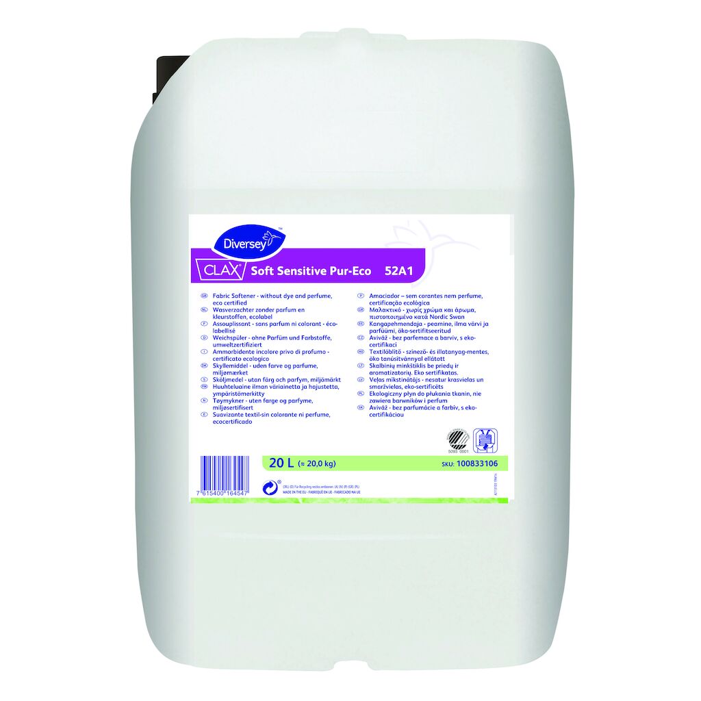 Clax Soft Sensitive Pur-Eco 20L - Fabric Softener without perfume and dye, eco-certified