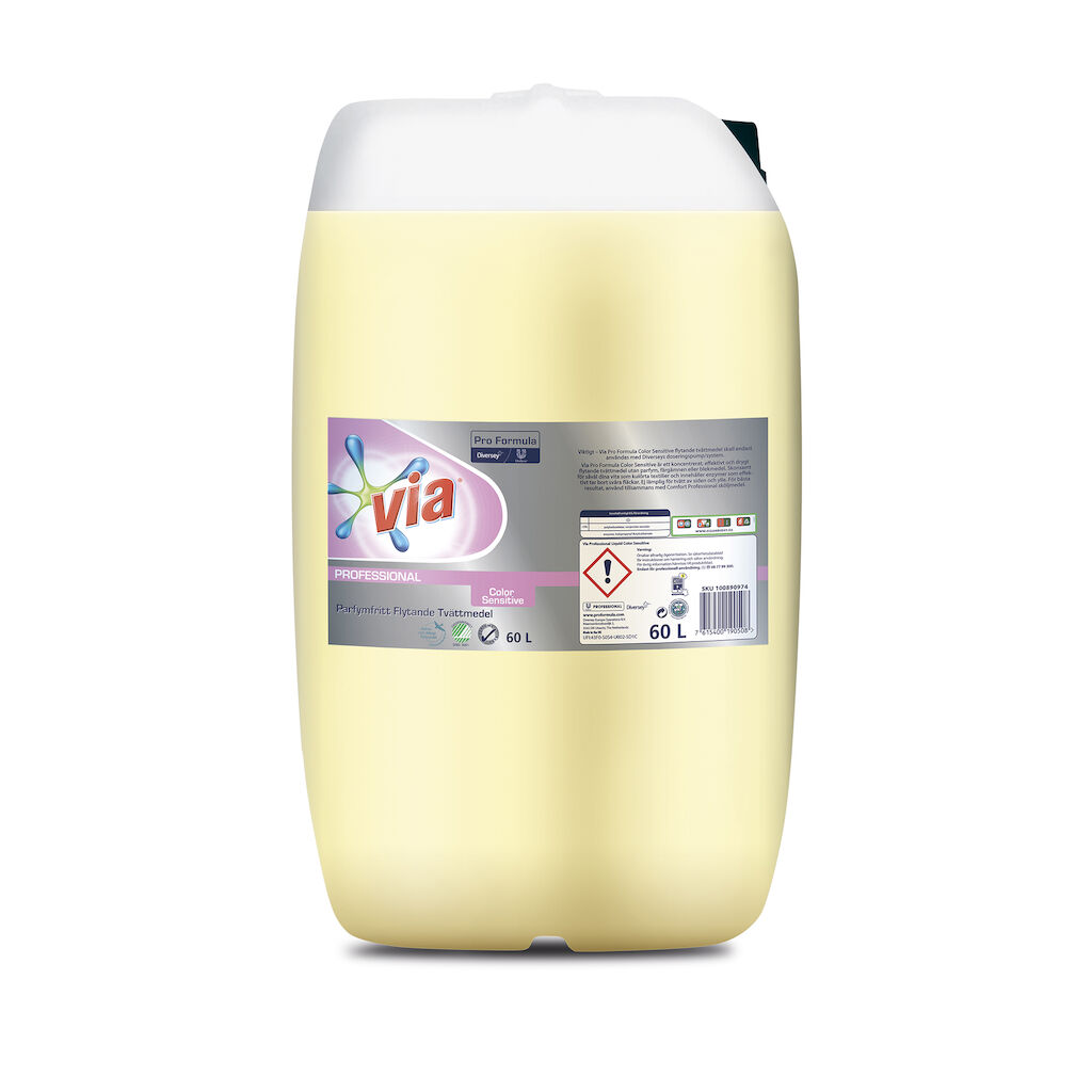 Via Pro Formula flytande Color Sensitive 60L - Parfymfritt flytande tvättmedel