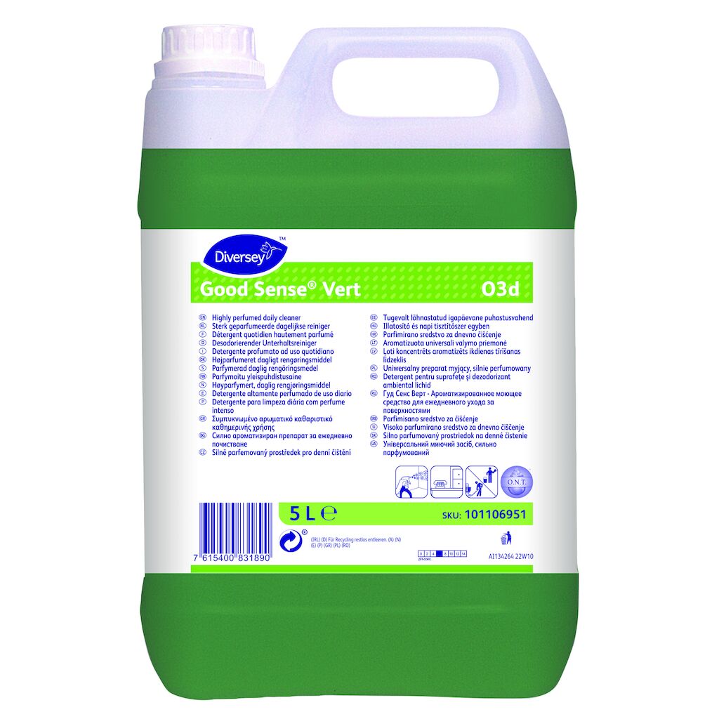Good Sense Vert O3d 2x5L - Detergent zilnic pentru suprafețe și dezodorizant ambiental lichid cu miros puternic