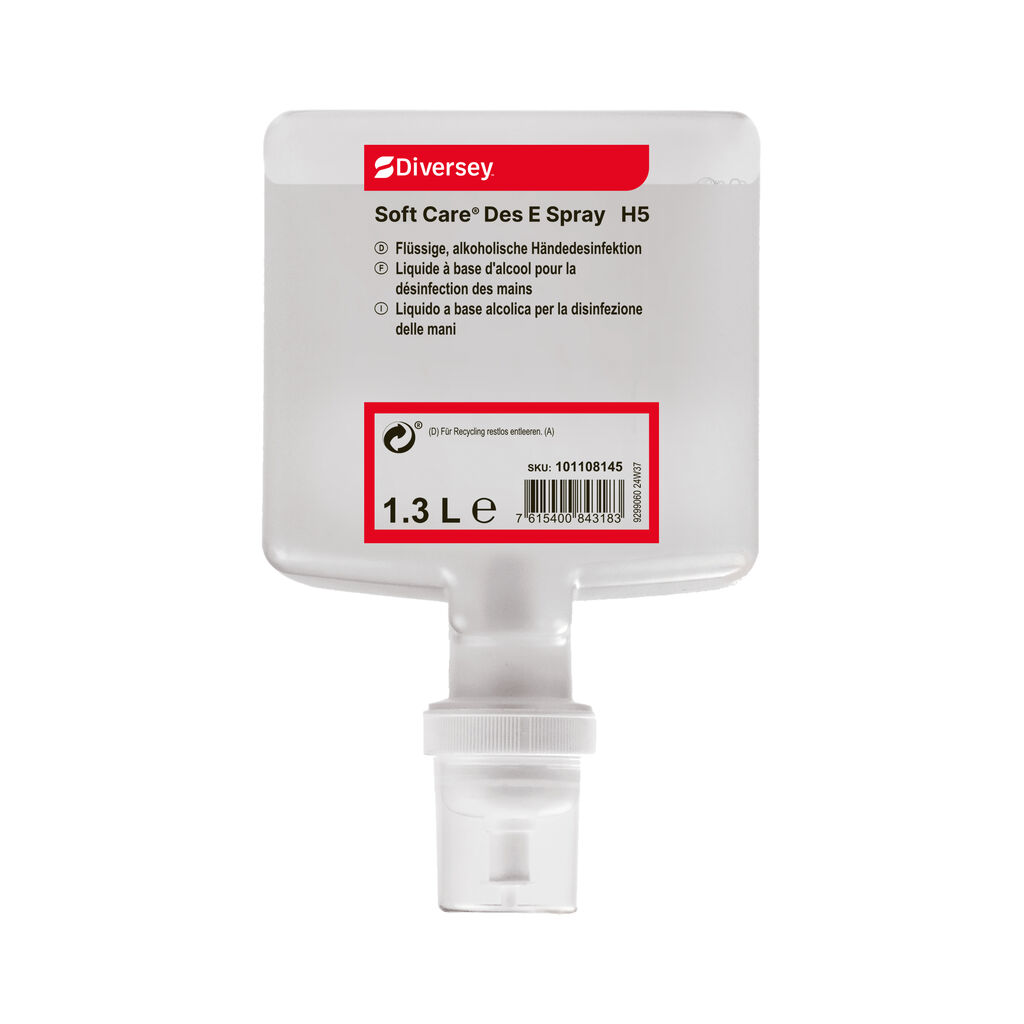 Soft Care Des E Spray H5 4x1.3L - Flüssige alkoholische Händedesinfektion