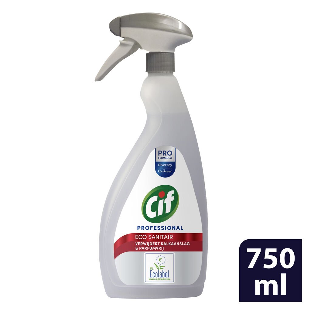 Cif Professional Eco Washroom 6x0.75L - Eco-gecertificeerde, gebruiksklare sanitairreiniger voor alle oppervlakken in de badkamer
