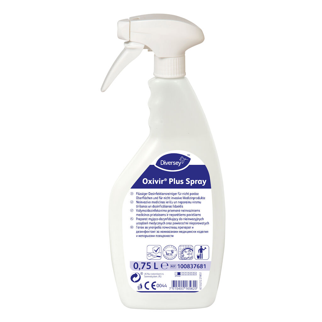 Oxivir Plus Spray 6x0.75L - preparat myjąco-dezynfekujący do nieinwazyjnych urządzeń medycznych oraz powierzchni nieporowatych na bazie AHP
