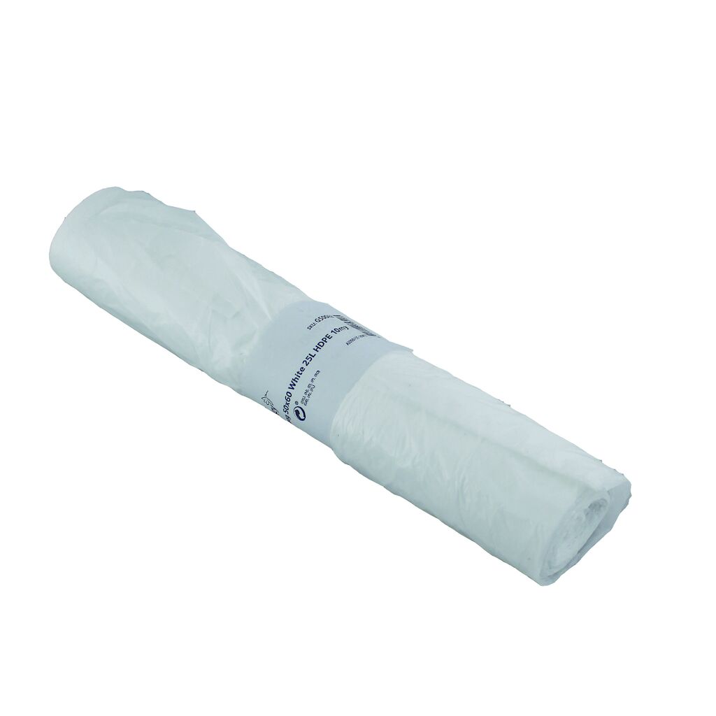 Vuilniszak - HDPE 50st - 50 x 60 cm / 25 L / 10 my - Wit