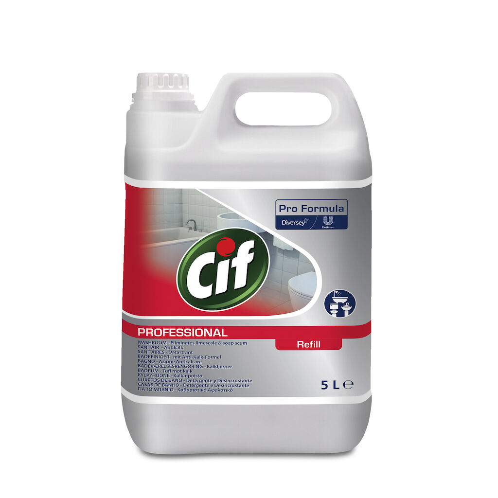 Cif Pro Formula Badrum 2 in 1 2x5L - Rengör alla ytor i badrummet som till exempel badkar, dusch, handfat, WC och blandare