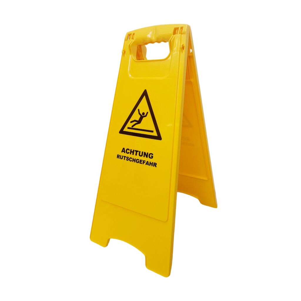 Wet Floor Sign German 1Stk. - mit Beschriftung in Deutsch; 2 Schilder bei jeder Nassreinigung erforderlich; Dimensionen: ca. 30,5X68 (BxH)
