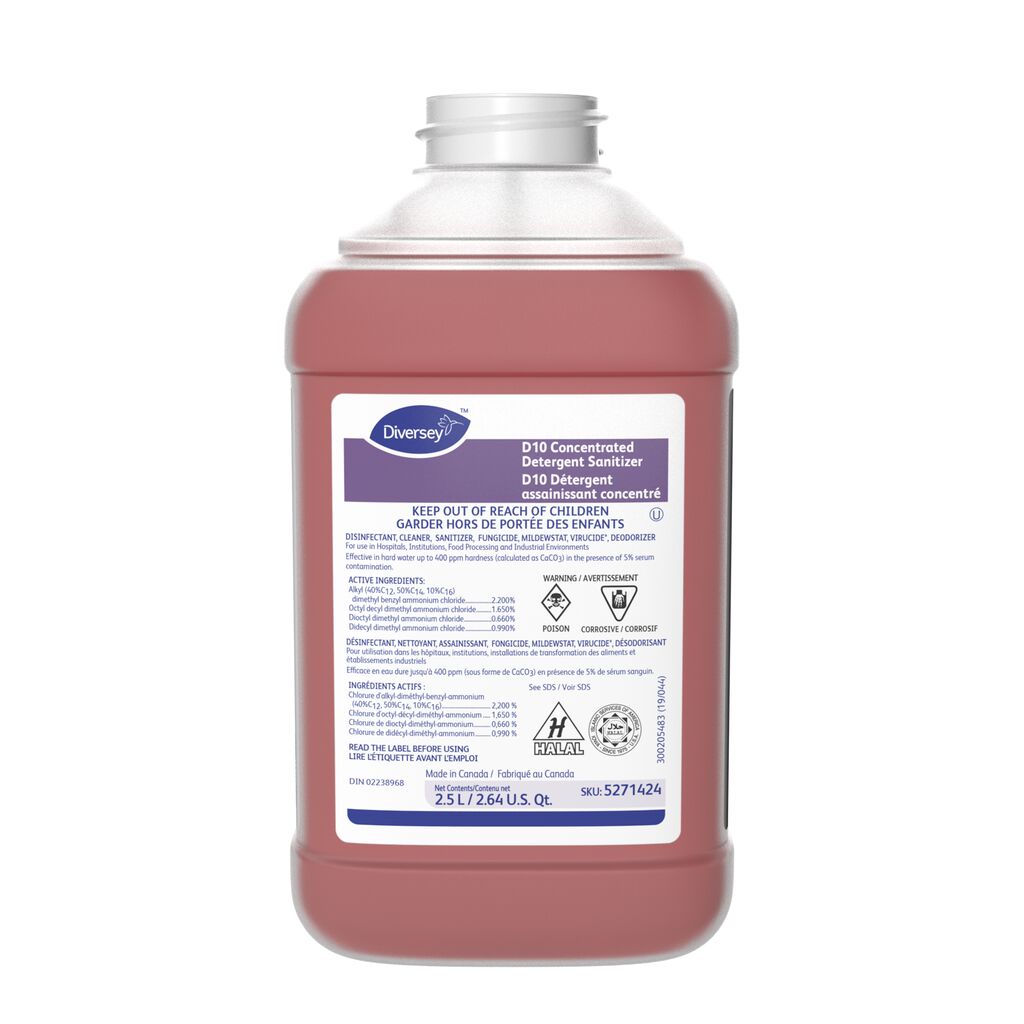 D10 Concentrated Detergent Sanitizer D10, 2.5L, J-Fill® / QuattroSelect®, 2/CT