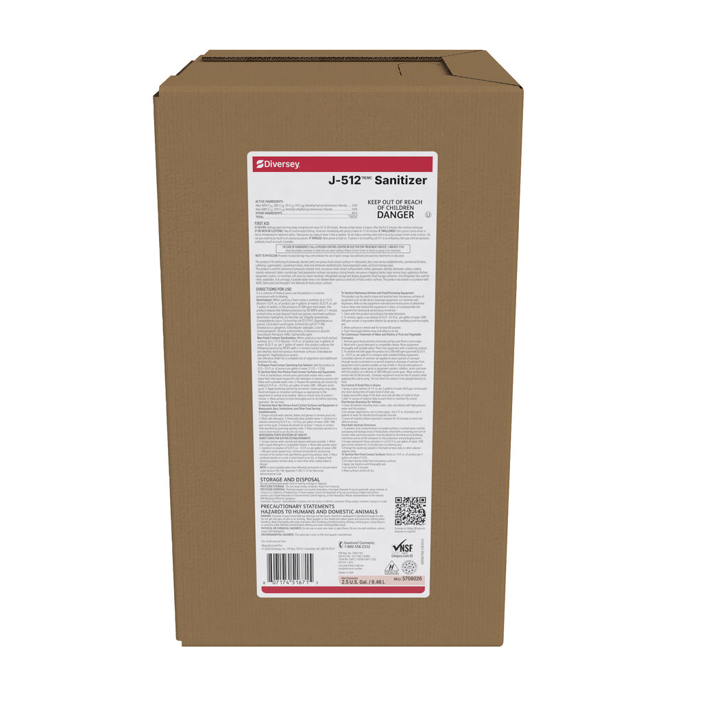 J-512 SANITIZER 2.5gal - Sanitizante. Base amonio cuaternario