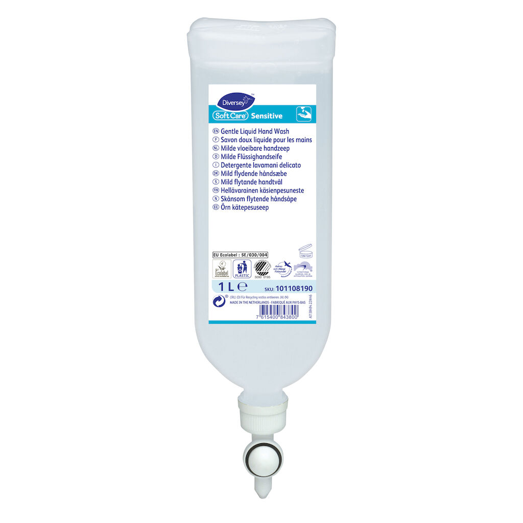 Soft Care Sensitive 6x1L - Miljömärkt, mild tvål