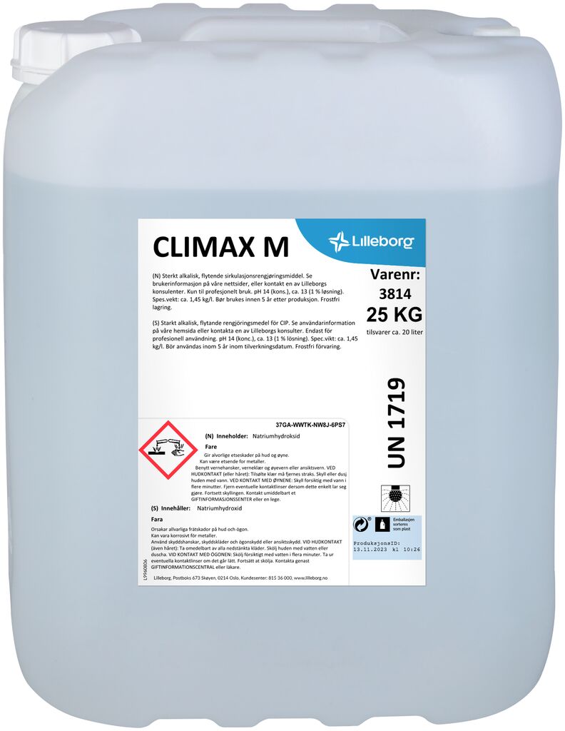 CLIMAX M 25kg - Sterkt alkalisk CIP rengjøringsmiddel