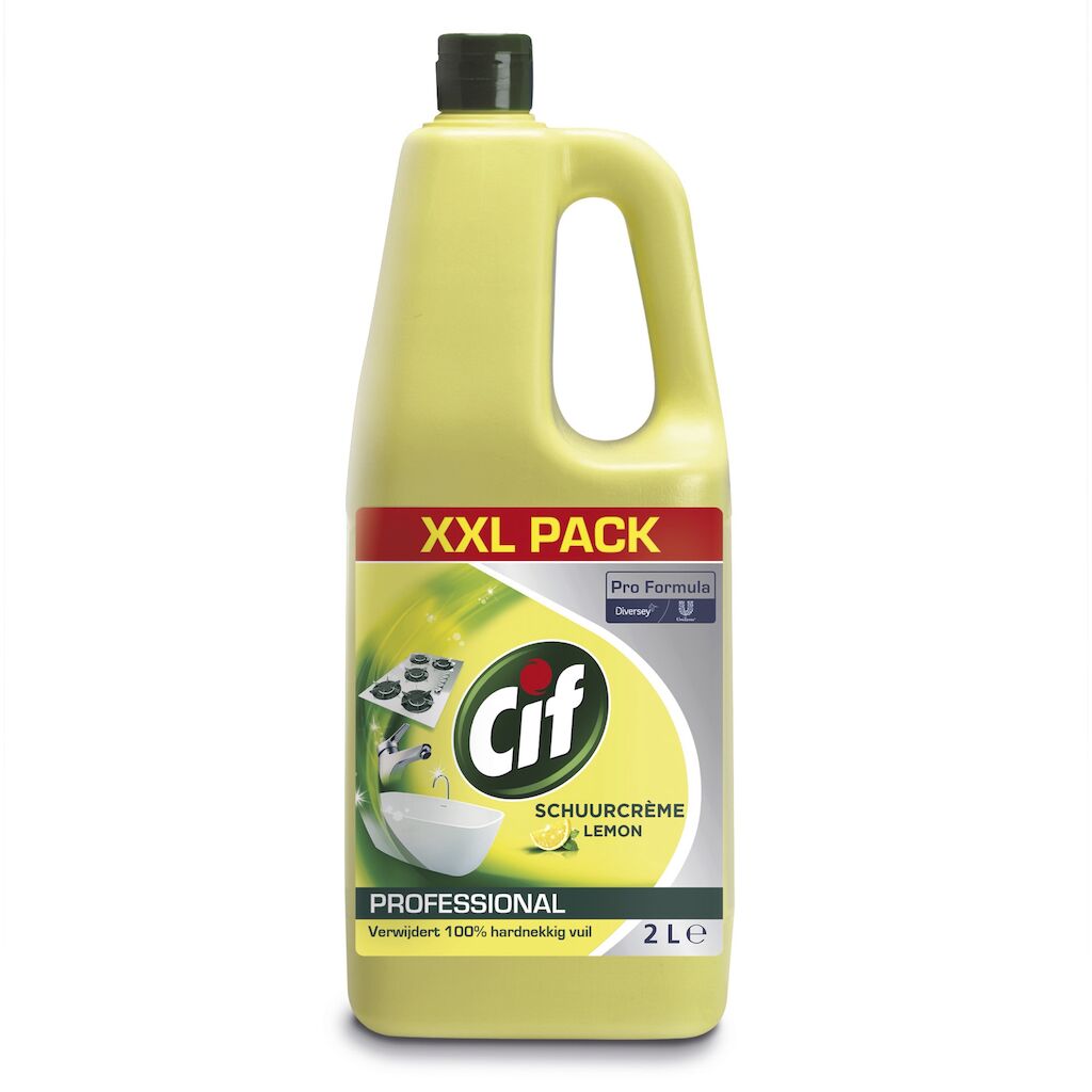 Cif Pro Formula schuurmiddel citroen 6x2L - Crèmereiniger met natuurlijke microdeeltjes