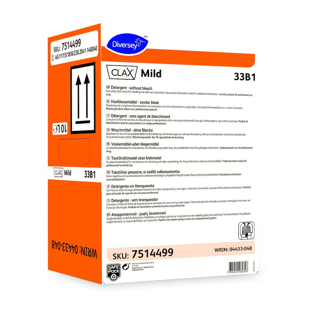 Clax Mild 33B1 10L - Détergent liquide enzymatique pour une utilisation sur tout type de linge