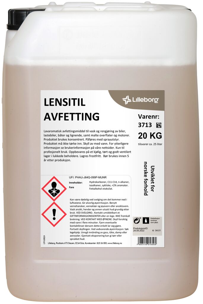 LENSITIL AVFETTING 20kg - Forvaskemiddel