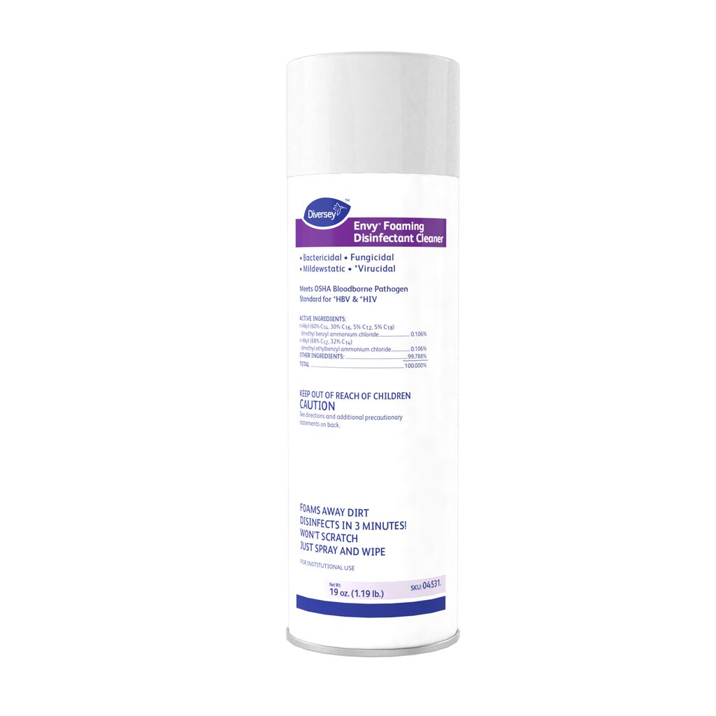 Envy® Foaming Disinfectant Cleaner, 19oz, 12/CT - • Bactericidal • Fungicidal • Mildewstatic • *Virucidal