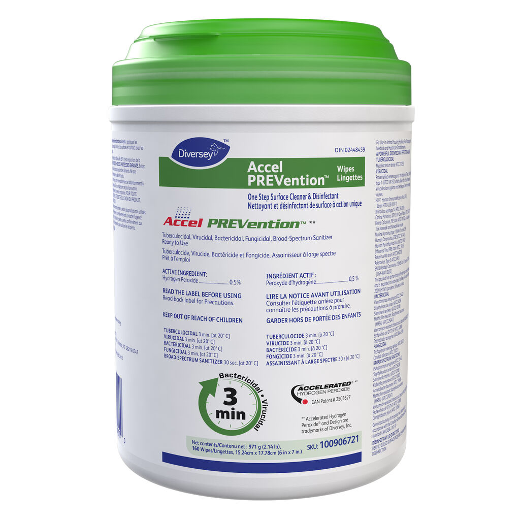 Accel® PREVention(TM/MC) Wipes, 160ea, 12/CT - One Step Surface Cleaner & Disinfectant