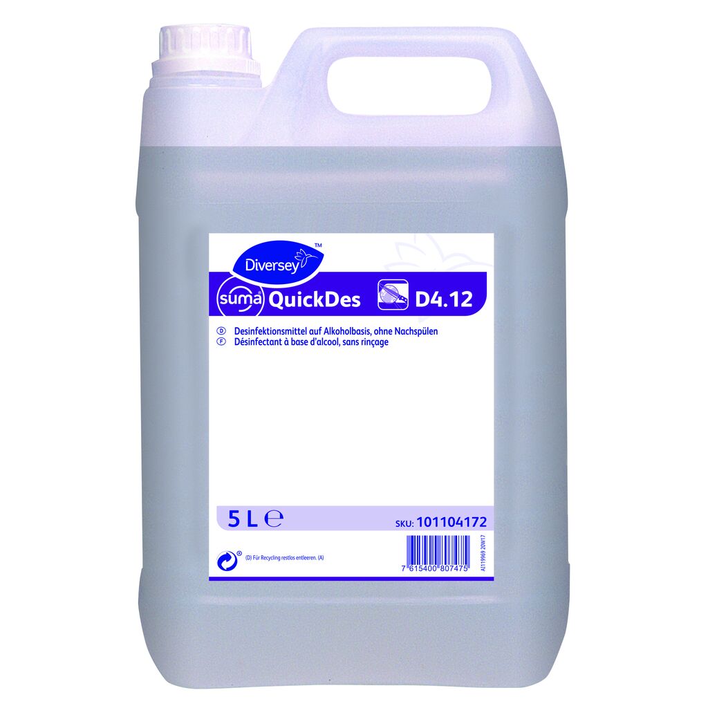Suma QuickDes D4.12 2x5L - Désinfectant liquide rapide à base d'alcool, sans rinçage, certifié VAH