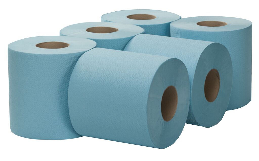 DIB Wiping Roll Midi Gerecycled 2 laags 6x6st - Blauw - Papier multirol 300m blauw (2 laags)