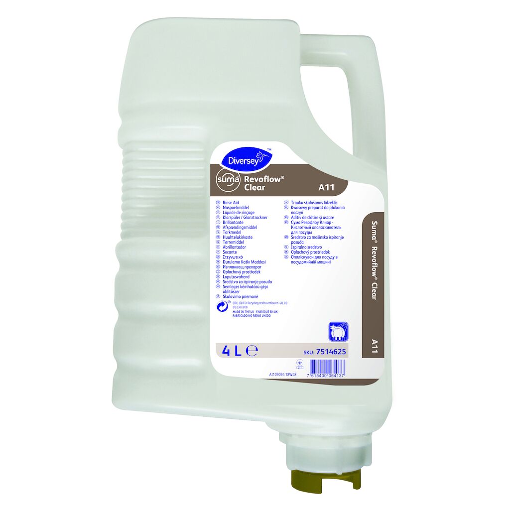 Suma Revoflow Clear A11 3x4L - Flüssiger, schaumhemmender, saurer Klarspüler
