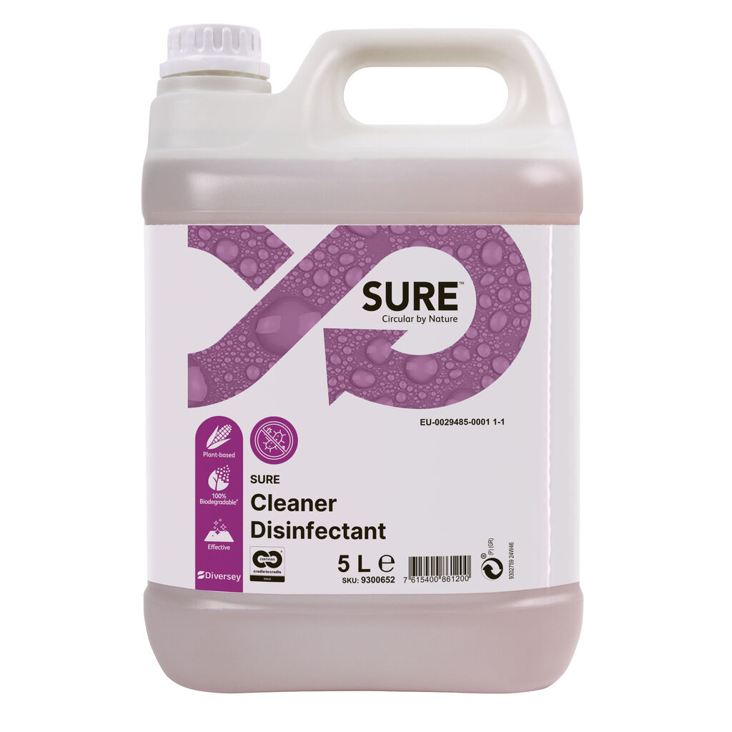 SURE Cleaner Disinfectant 2x5L - Συμπυκνωμένο υγρό καθαριστικό και απολυμαντικό. Εγκρίθηκε από το BPR.