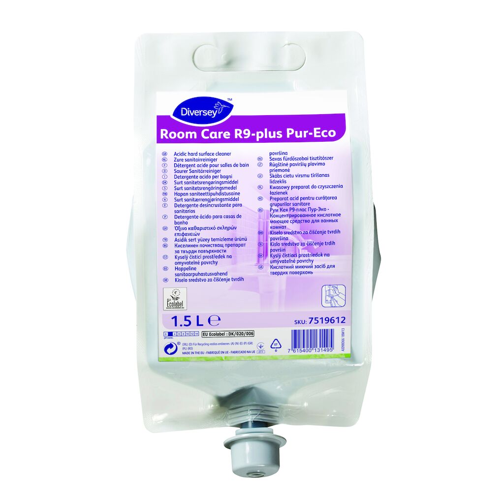 Room Care R9-plus Pur-Eco 2x1.5L - Savas kémhatású fürdőszobai tisztítószer koncentrátum kemény felületekre