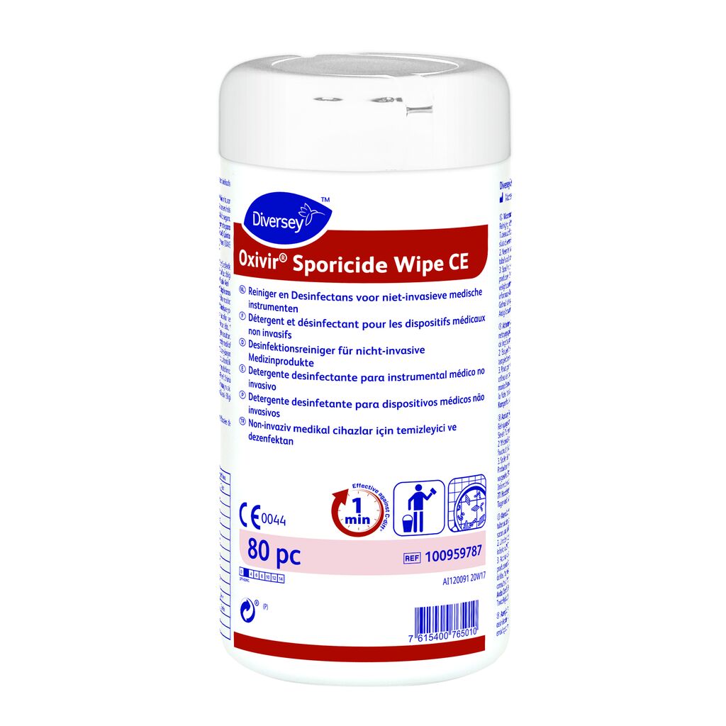 Oxivir Sporicide Wipe CE 12x80st - Reiniger en Desinfectans voor niet-invasieve medische instrumenten