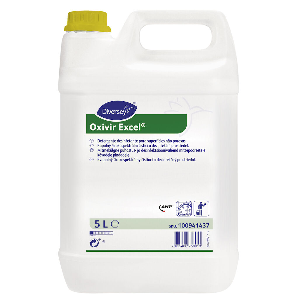 Oxivir Excel 2x5L - Detergente desinfetante de largo especto indicado para superfícies duras não porosas