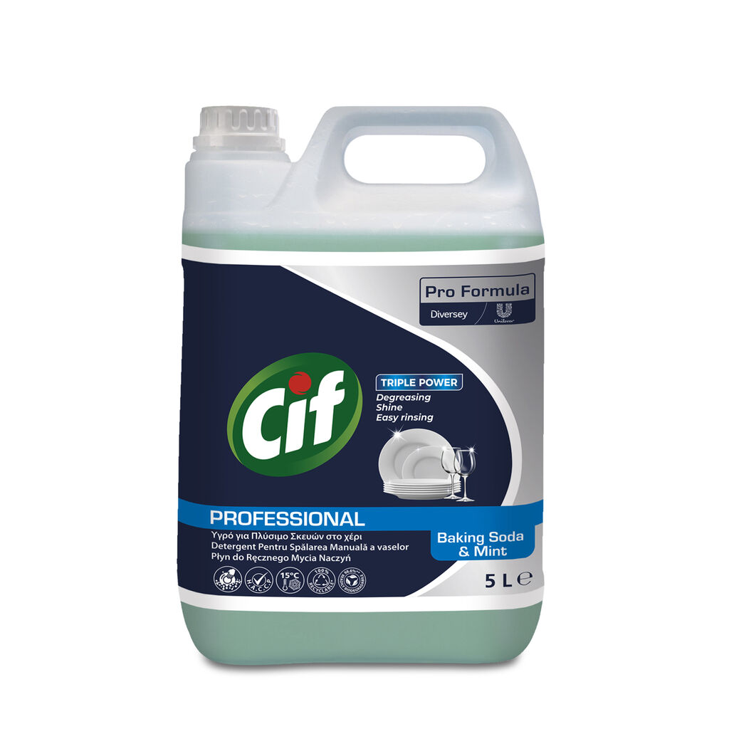 Cif Professional HDW Baking Soda & Mint 2x5L - Επώνυμο επαγγελματικό υγρό με baking soda και άγρια μέντα. Ιδανικό για πλύσιμο στο χέρι.