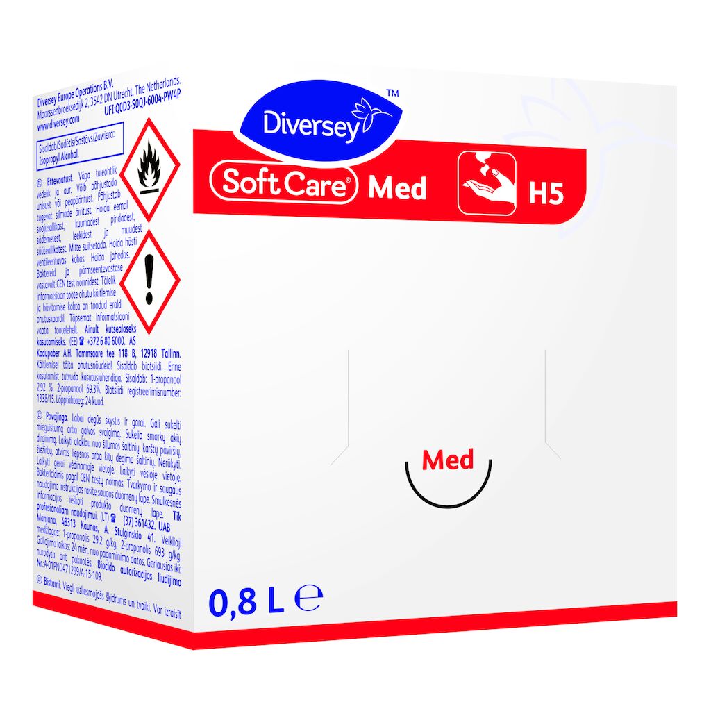 Soft Care MED H5 6x0.8L - Gel hydroalcoolique pour le traitement hygiénique et la désinfection chirurgicale des mains