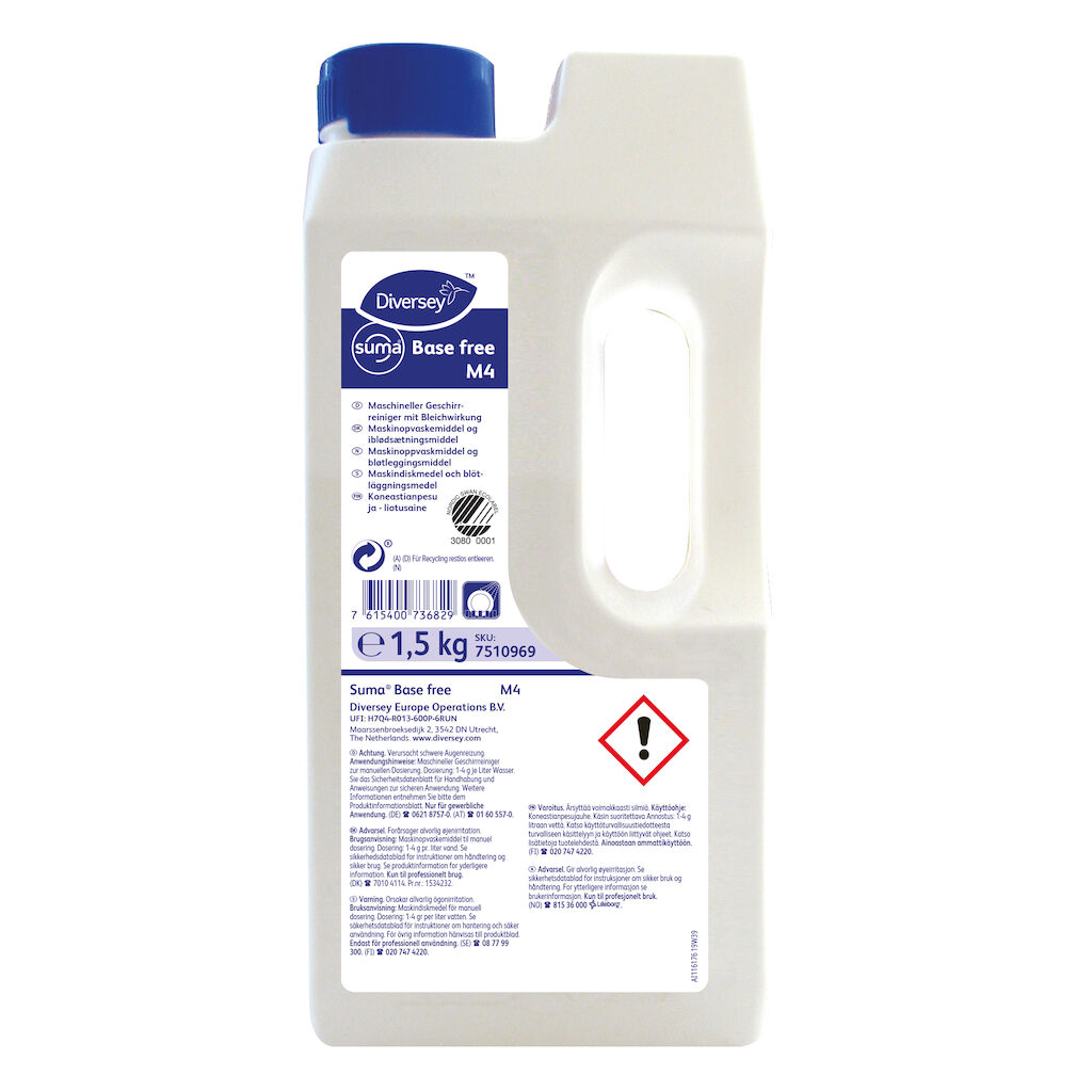 Suma Base Pur-Eco M4 8x1.5kg - Käsinannosteltava koneastianpesu- ja liotusaine