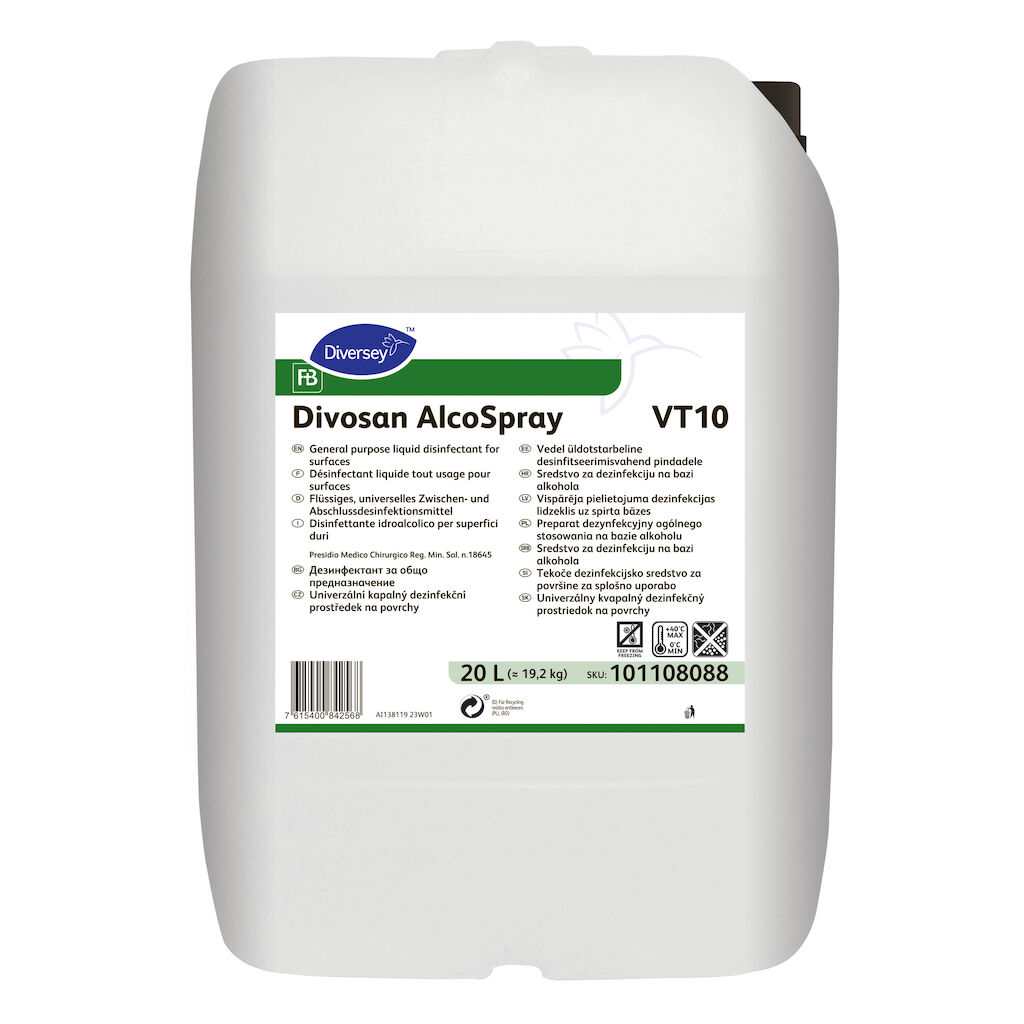 Divosan AlcoSpray VT10 20L - Desinfetante líquido de uso geral para superfícies