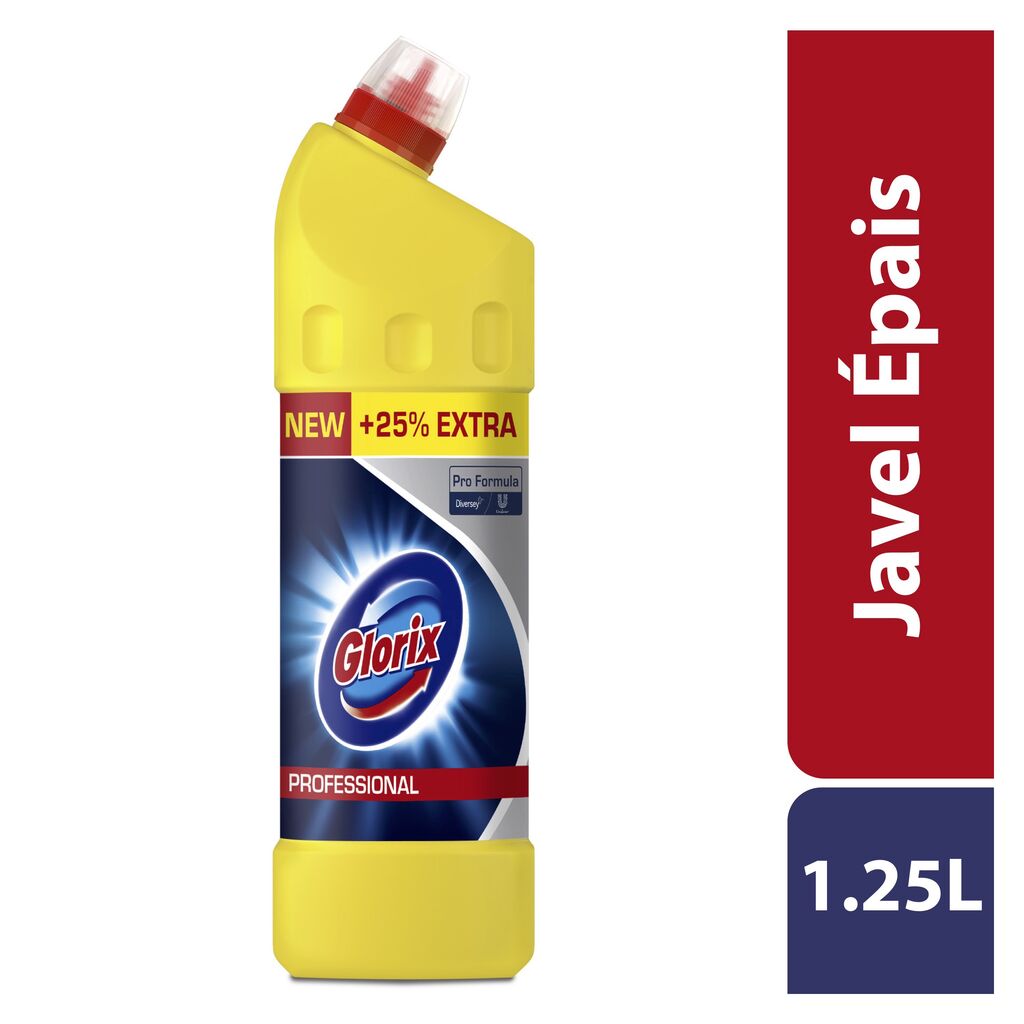 Glorix Pro Formula Détergent pour WC 12x1.25L - Eau de Javel épaisse pour un nettoyage hygiénique
