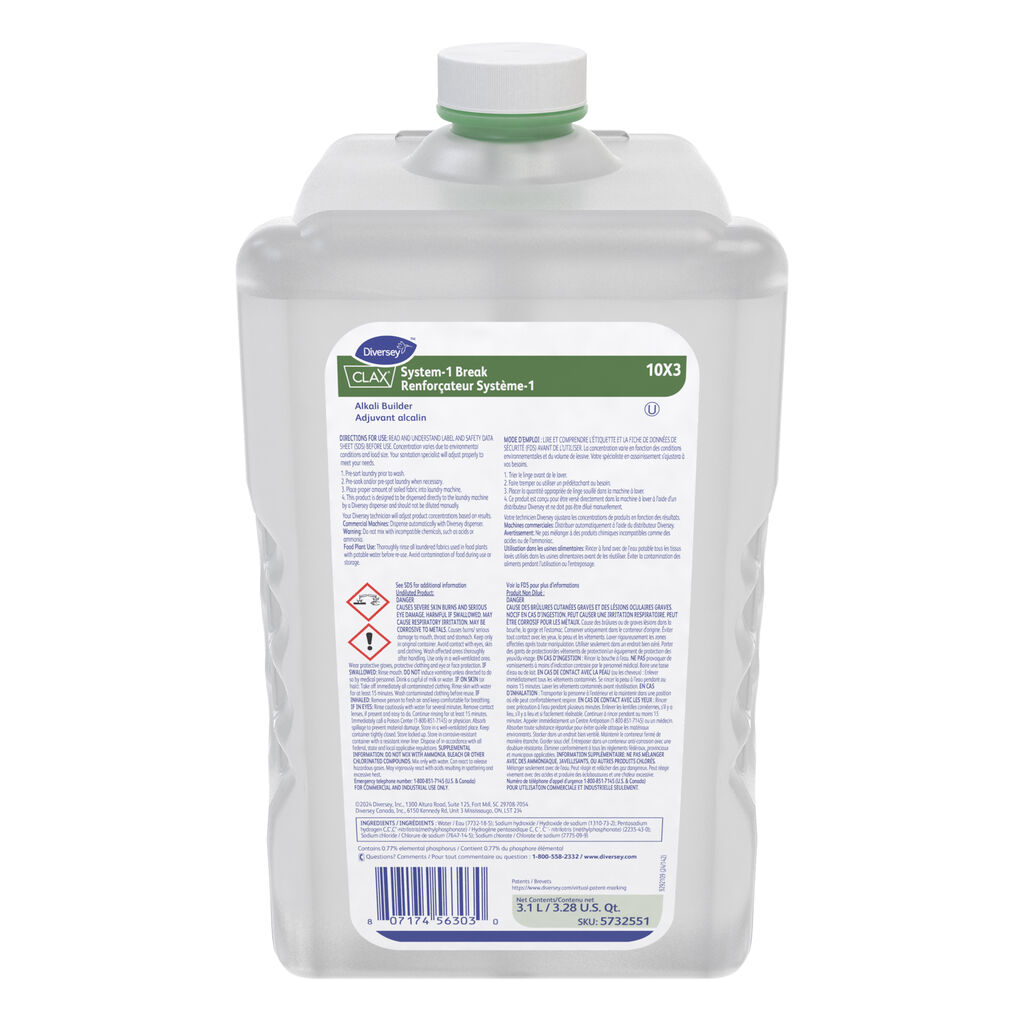 Clax® System-1 Break 10X3 10X3, 3100ml, 2/CT - Alkali Builder