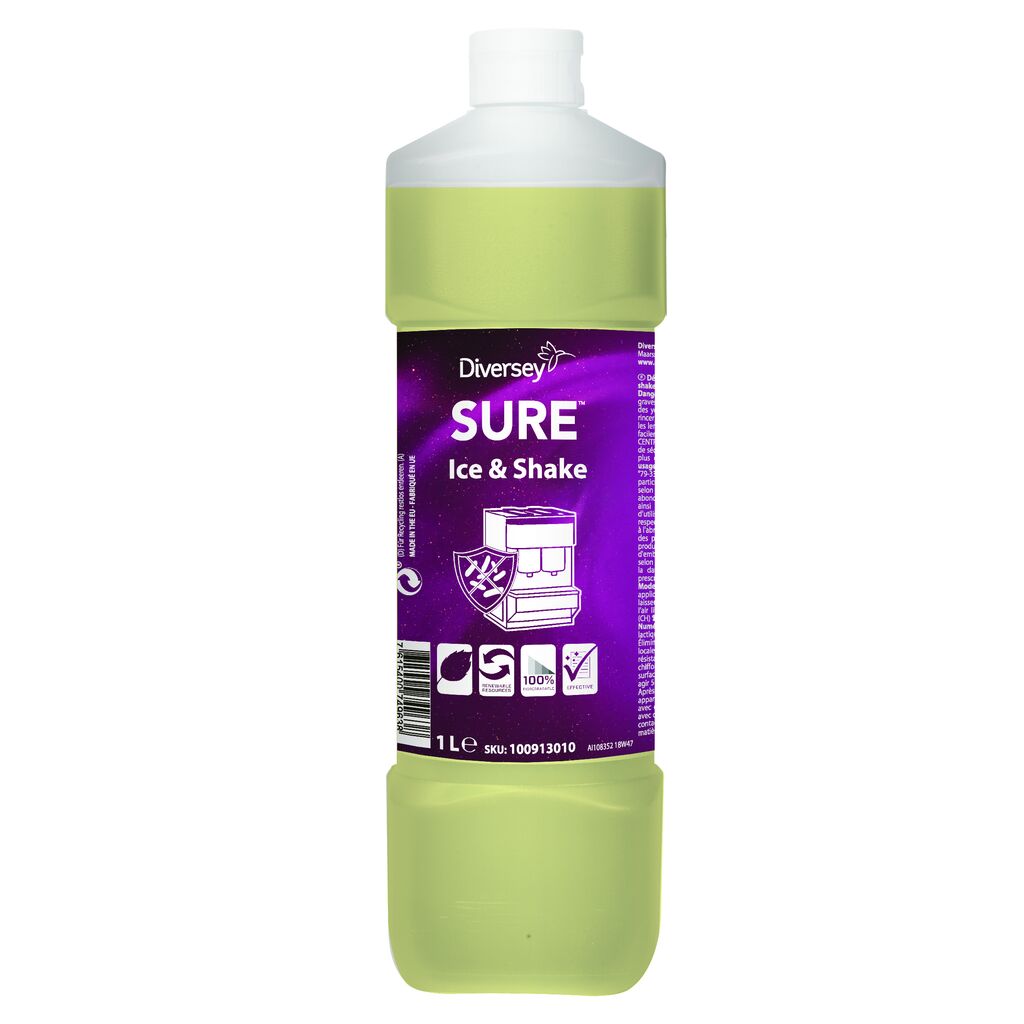 SURE Ice & Shake 6x1L - Détergent désinfectant acide concentré pour le nettoyage et la désinfection des machines à glace, chantilly et boisson