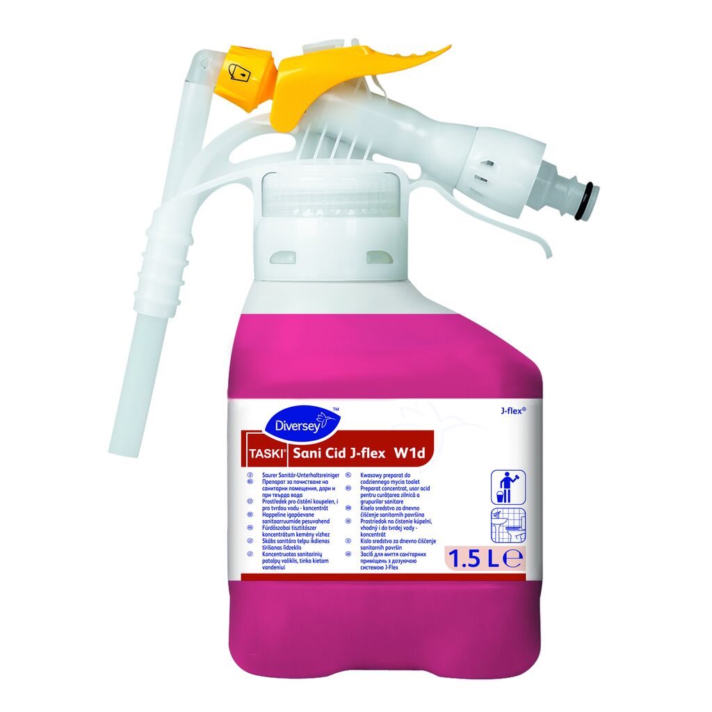 TASKI Sani Cid J-flex W1d 1.5L - Prostředek pro čistění koupelen, i pro tvrdou vodu - koncentrát