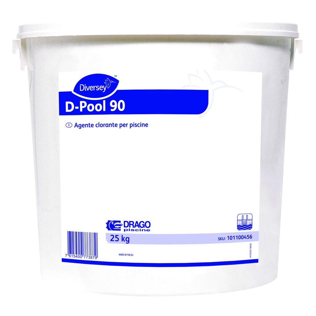 D-Pool 90 25kg - Agente clorante a base di acido tricloroisocianurico al 90% per acque di piscina - pastiglie da 200 g