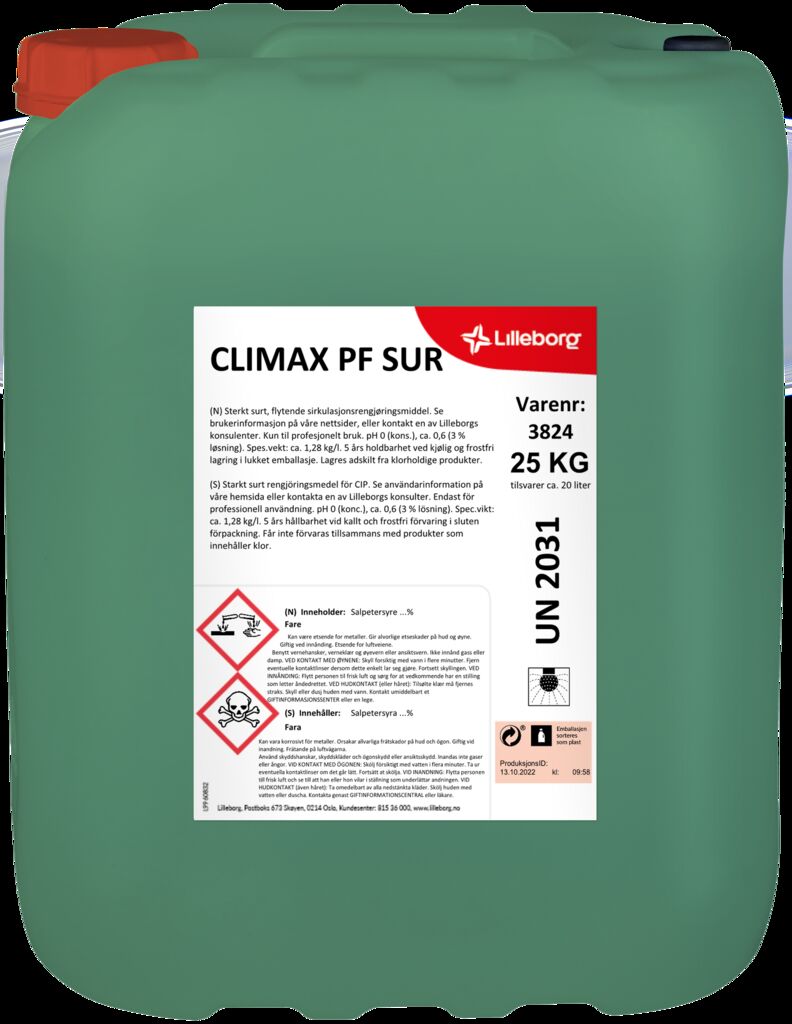 CLIMAX PF SUR 25kg - Salpetersyrebasert CIP rengjøringsmiddel