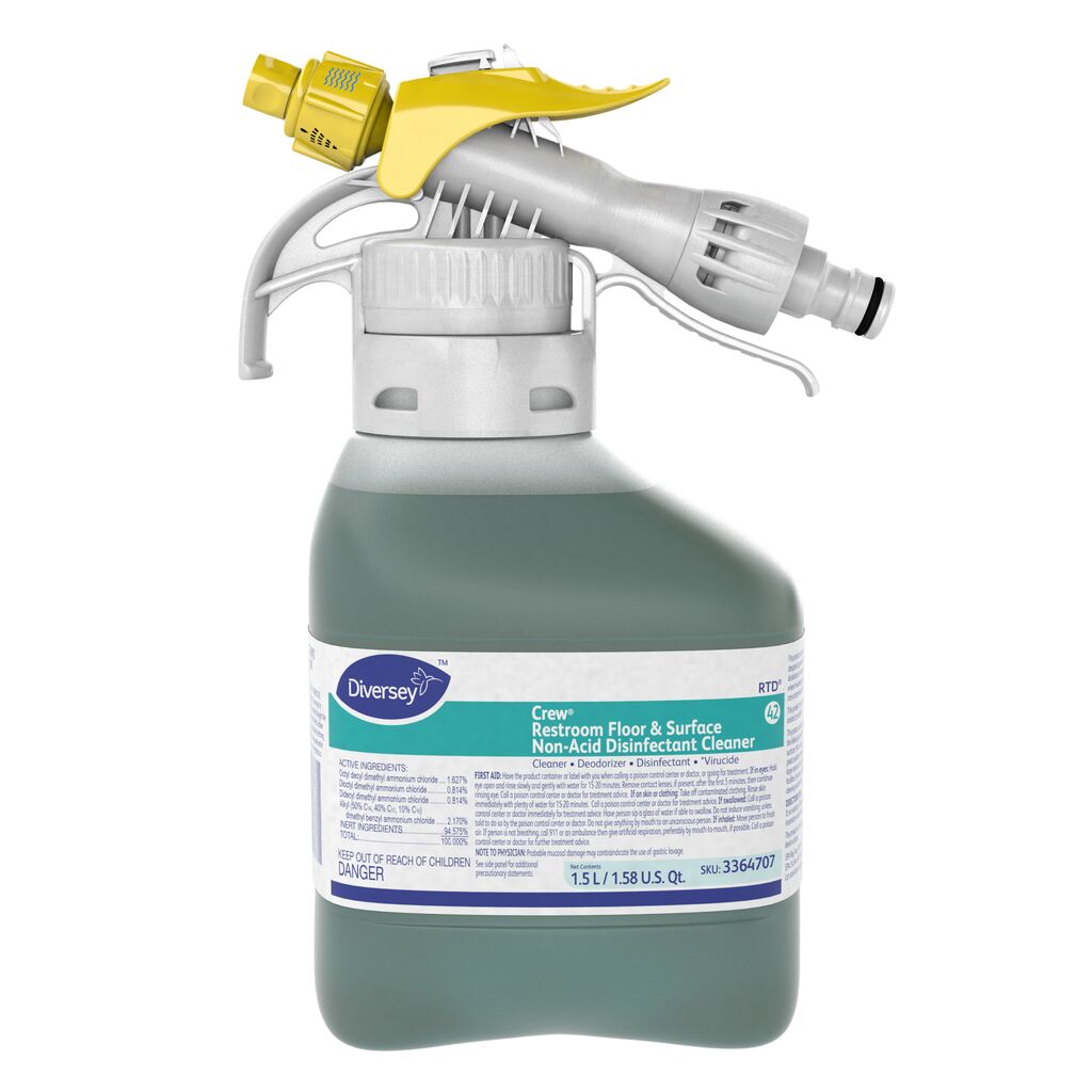 Crew® Restroom Floor & Surface Non-Acid Disinfectant Cleaner, 1.5L, 2/CT