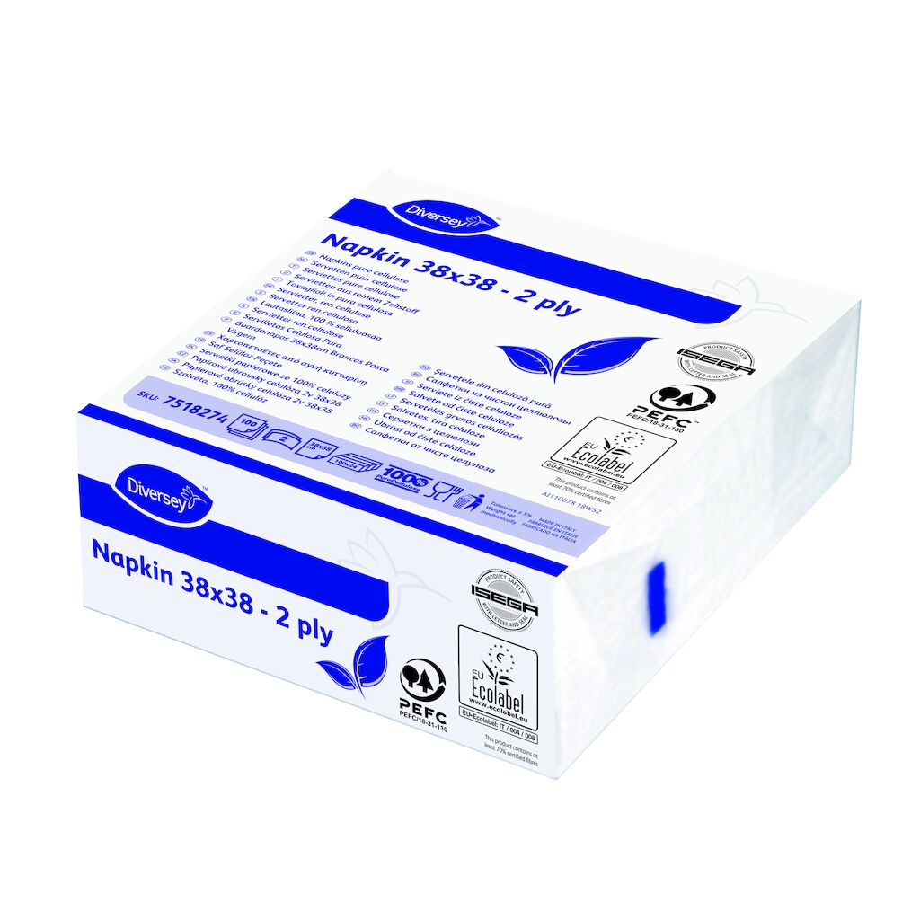 Napkin White 2ply 24x100st - 38 x 38 cm - Wit