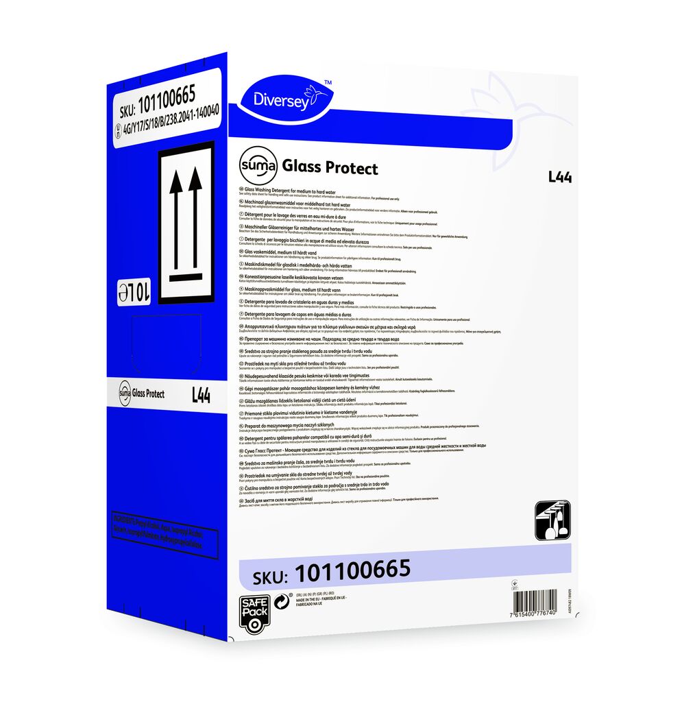 Suma Glass Protect L44 10L - Détergent liquide pour le lavage des verres en eau mi-dure