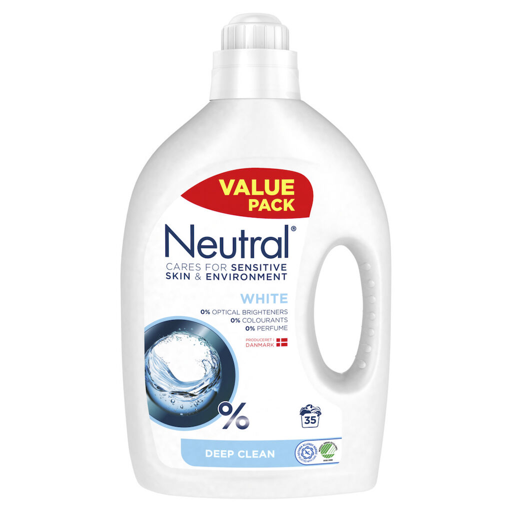 Neutral Flydende Vaskemiddel, Hvid 5x1.75L - Specielt udviklet til hvidt tøj
