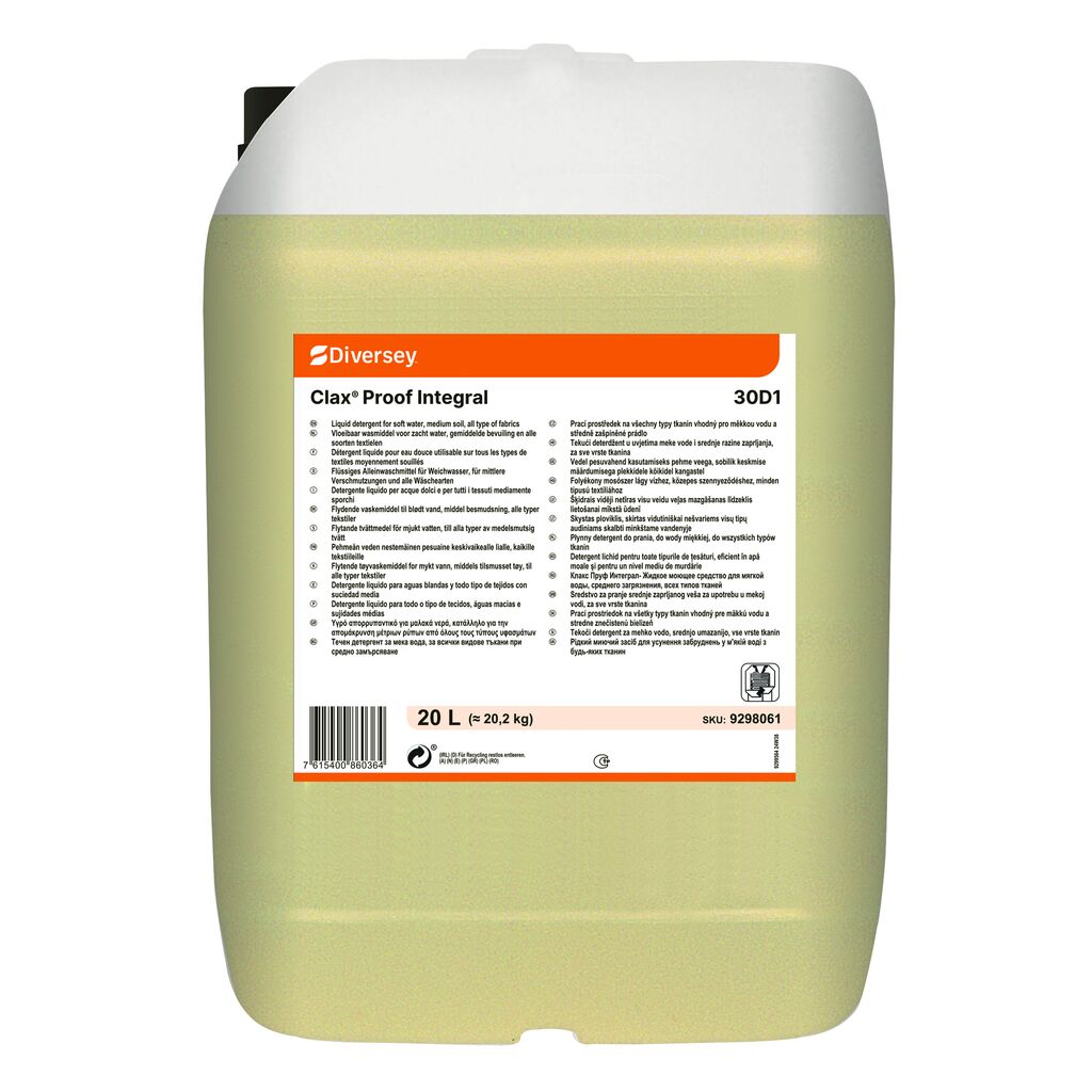Clax Proof Integral 30D1 20L - Folyékony lúgos mosószer lágyvizes alkalmazáshoz