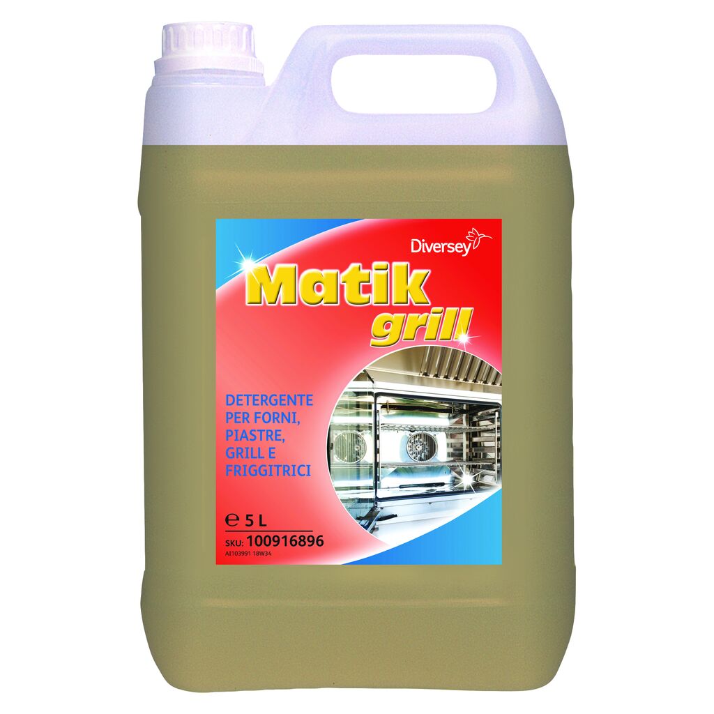 Matik Grill 2x5L - Detergente specifico per la pulizia di forni, piastre, grill e friggitrici