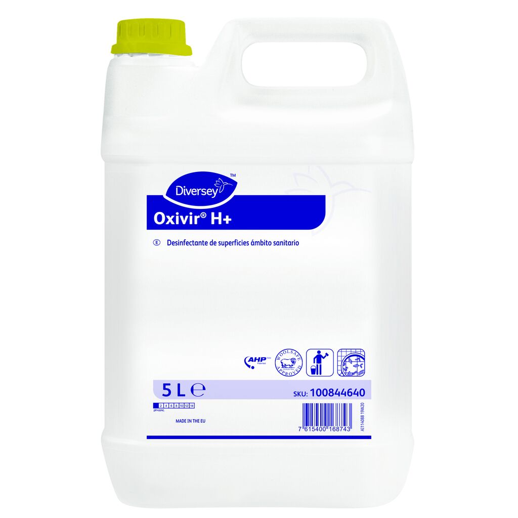 Oxivir H+ 2x5L - Detergente - desinfectante para superficies duras no porosas en el ámbito sanitario / hospitalario