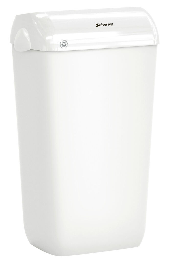 23ltr Wastebin Semi Open Lid White PCR 1st