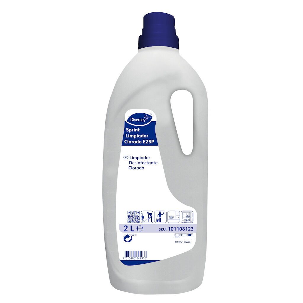 Sprint Limpiador Clorado 6x2L - Limpiador desinfectante clorado para todo tipo de superficies resistentes al agua