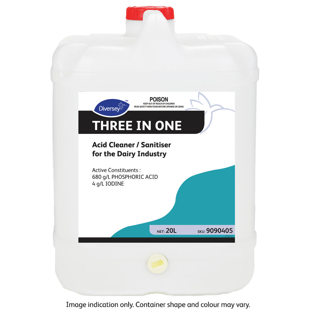 Three-In-One 20L - Liquid acid detergent / sanitiser for Dairy Industry