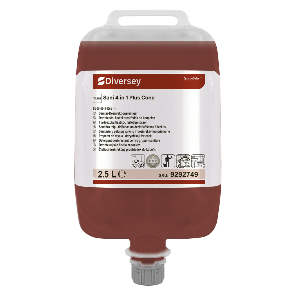 TASKI Sani 4 in 1 Plus Conc 2x2.5L - Detergent, detartrant, dezinfectant și dezodorizant pentru toaleteîn QuattroSelect® aprobat BPR