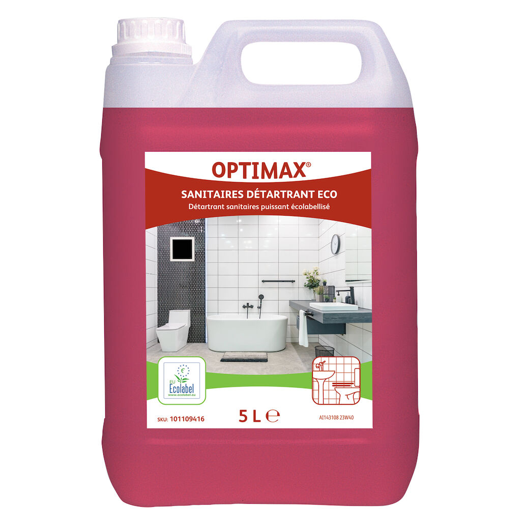 OPTIMAX SANITAIRES DÉTARTRANT ECO 2x5L - Détartrant sanitaires puissant écolabellisé