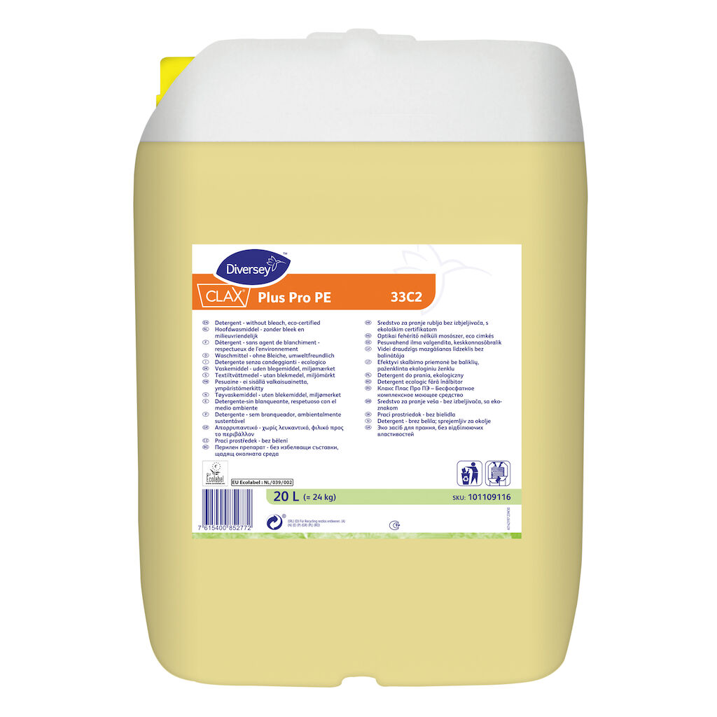 Clax Plus Pro Pur-Eco 33C2 20L - Detergente liquido strutturato – senza candeggianti – certificato ecologico